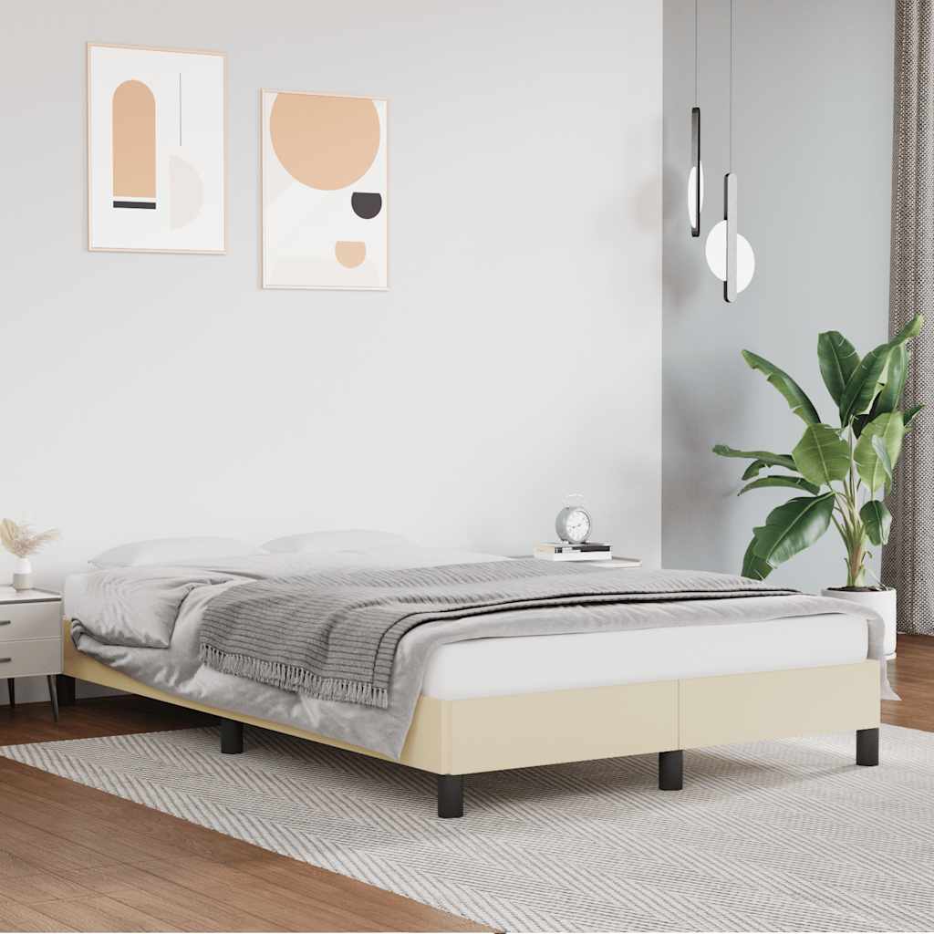 vidaXL Rama łóżka bez materaca Kremowa 120x190 cm Skóra ekologiczna
