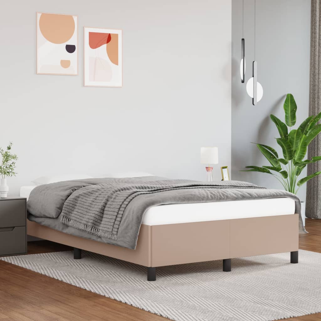 vidaXL Rama łóżka bez materaca cappuccino 120x190 cm Skóra ekologiczna