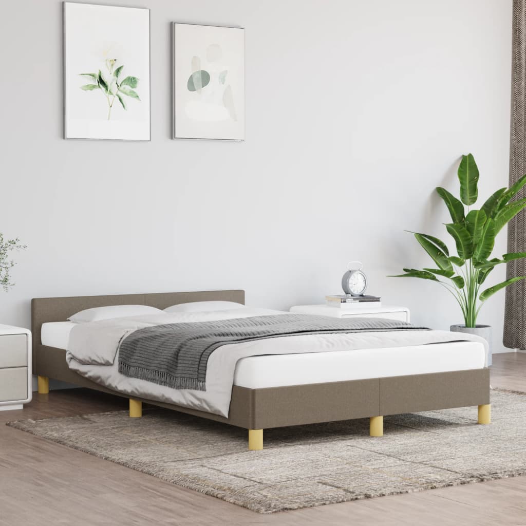 vidaXL Rama łóżka bez materaca, taupe, 120x190 cm, tkanina