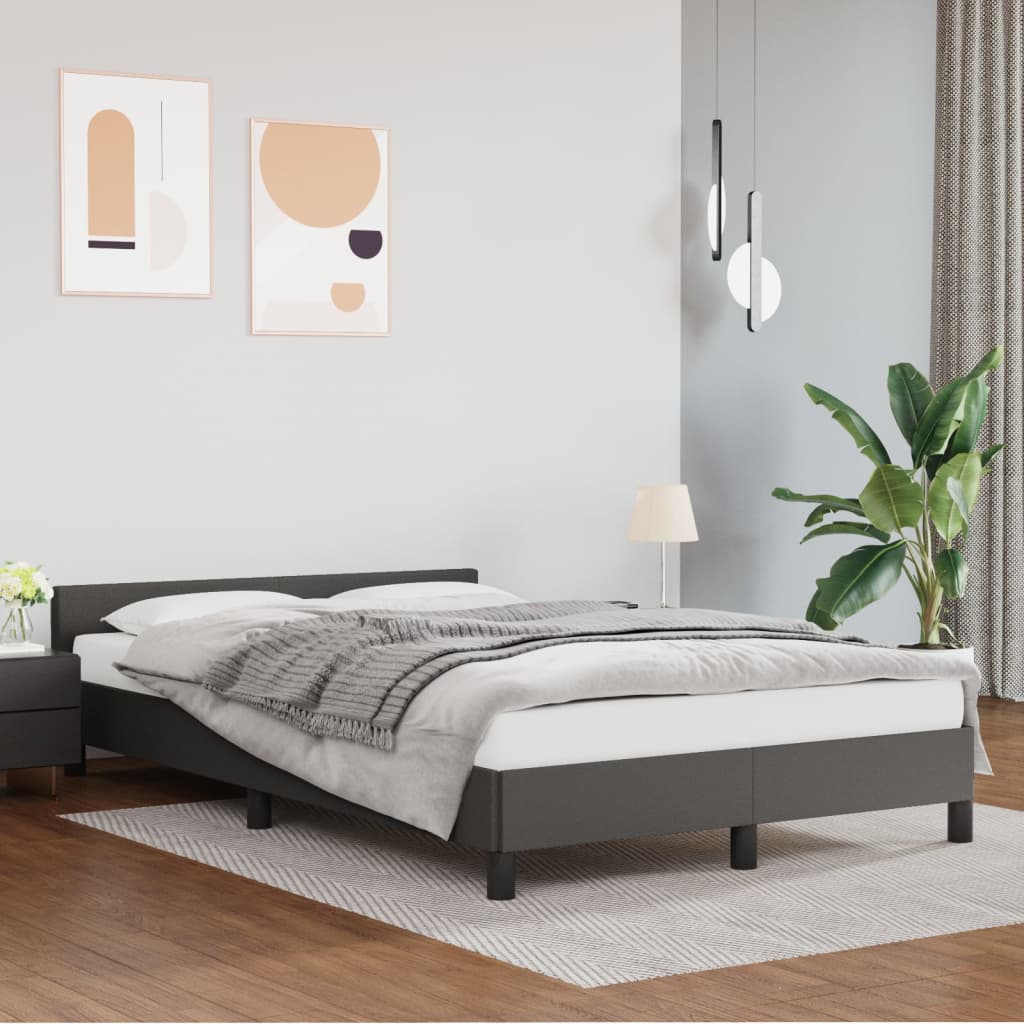 vidaXL Rama łóżka bez materaca szara 120x190 cm Skóra ekologiczna