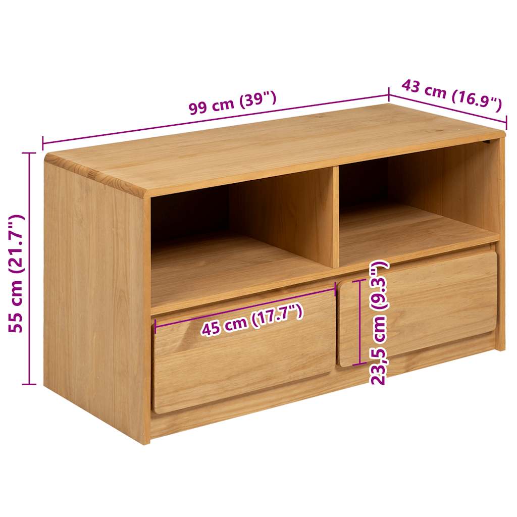 vidaXL Szafka pod TV SAUDA, kolor dębu, 99x43x55 cm, drewno sosnowe