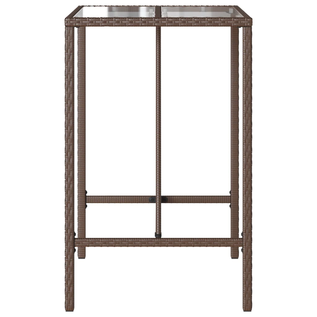 vidaXL Ogrodowy stolik barowy, brązowy, 70x70x110 cm, polirattan