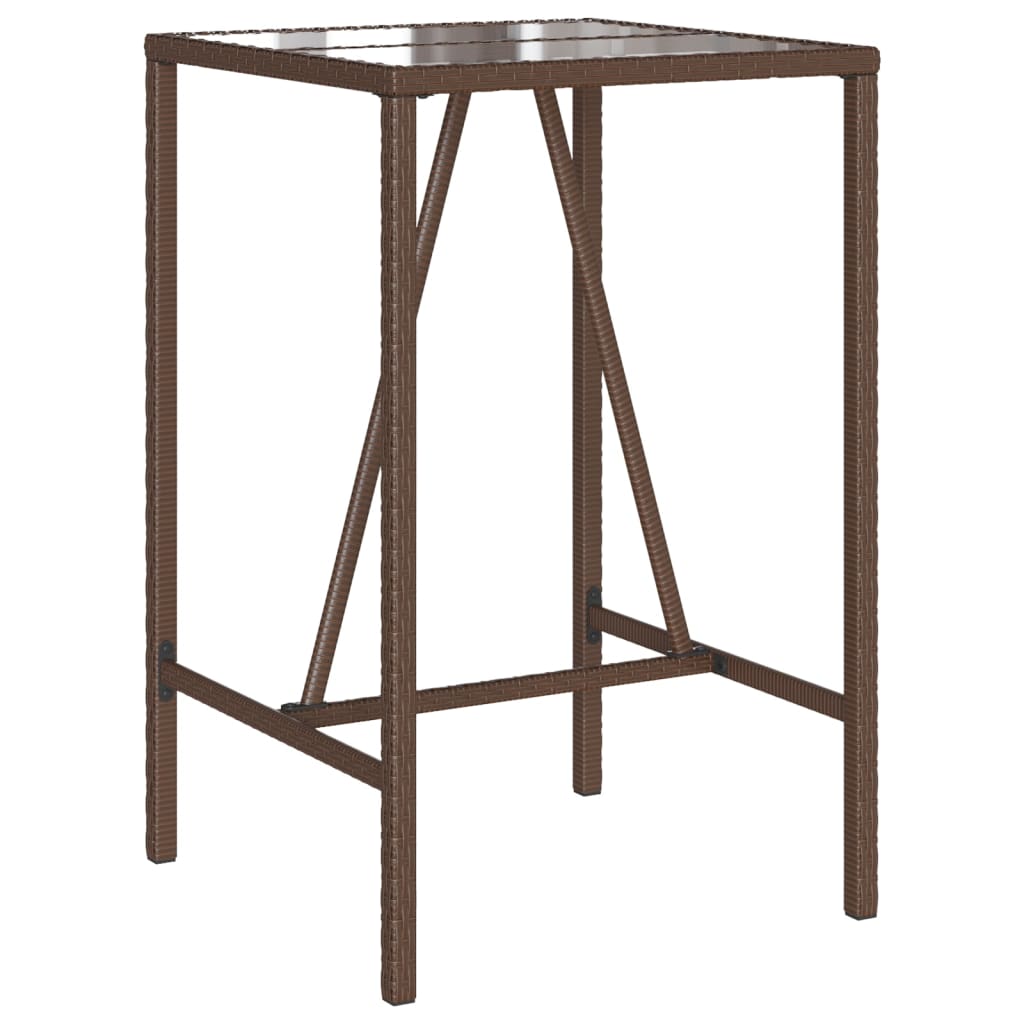vidaXL Ogrodowy stolik barowy, brązowy, 70x70x110 cm, polirattan
