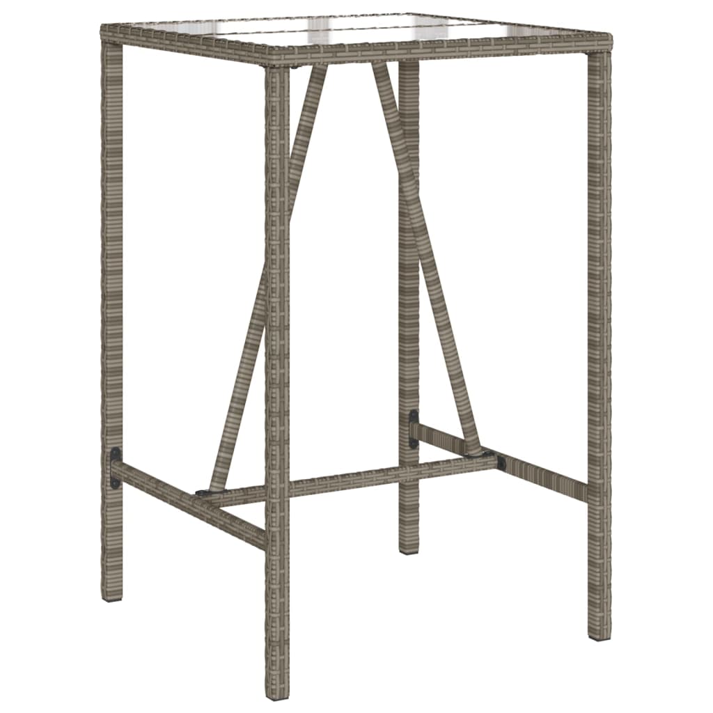 vidaXL Ogrodowy stolik barowy, szary, 70x70x110 cm, polirattan