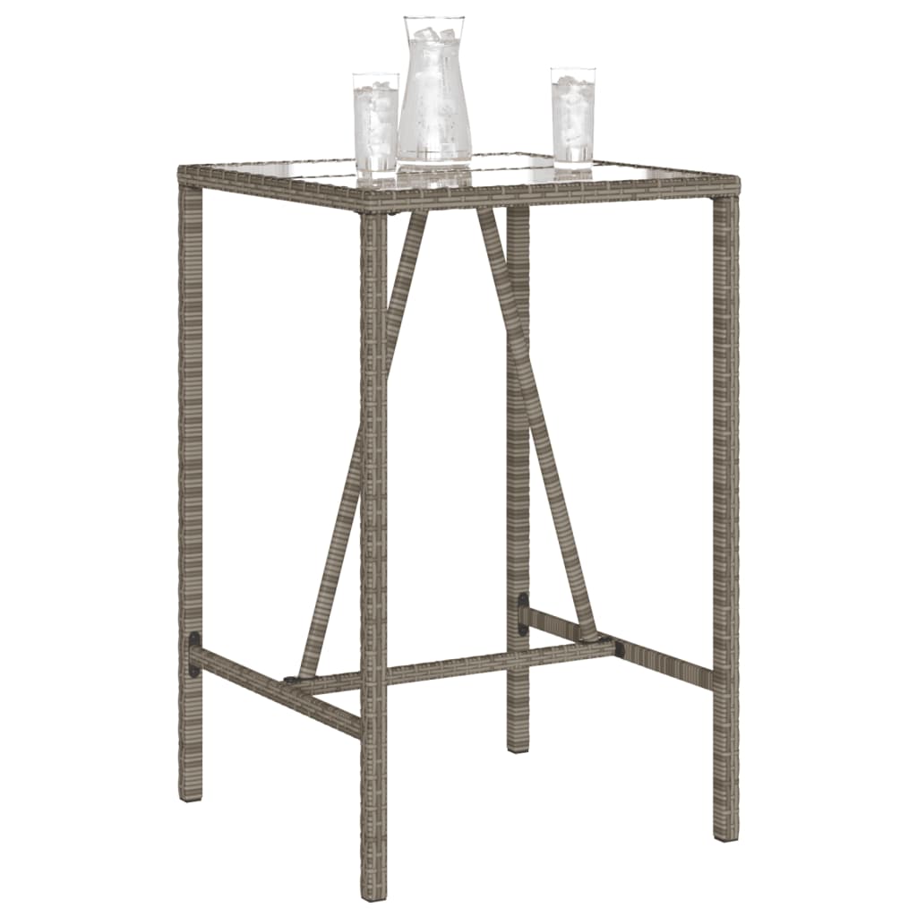 vidaXL Ogrodowy stolik barowy, szary, 70x70x110 cm, polirattan