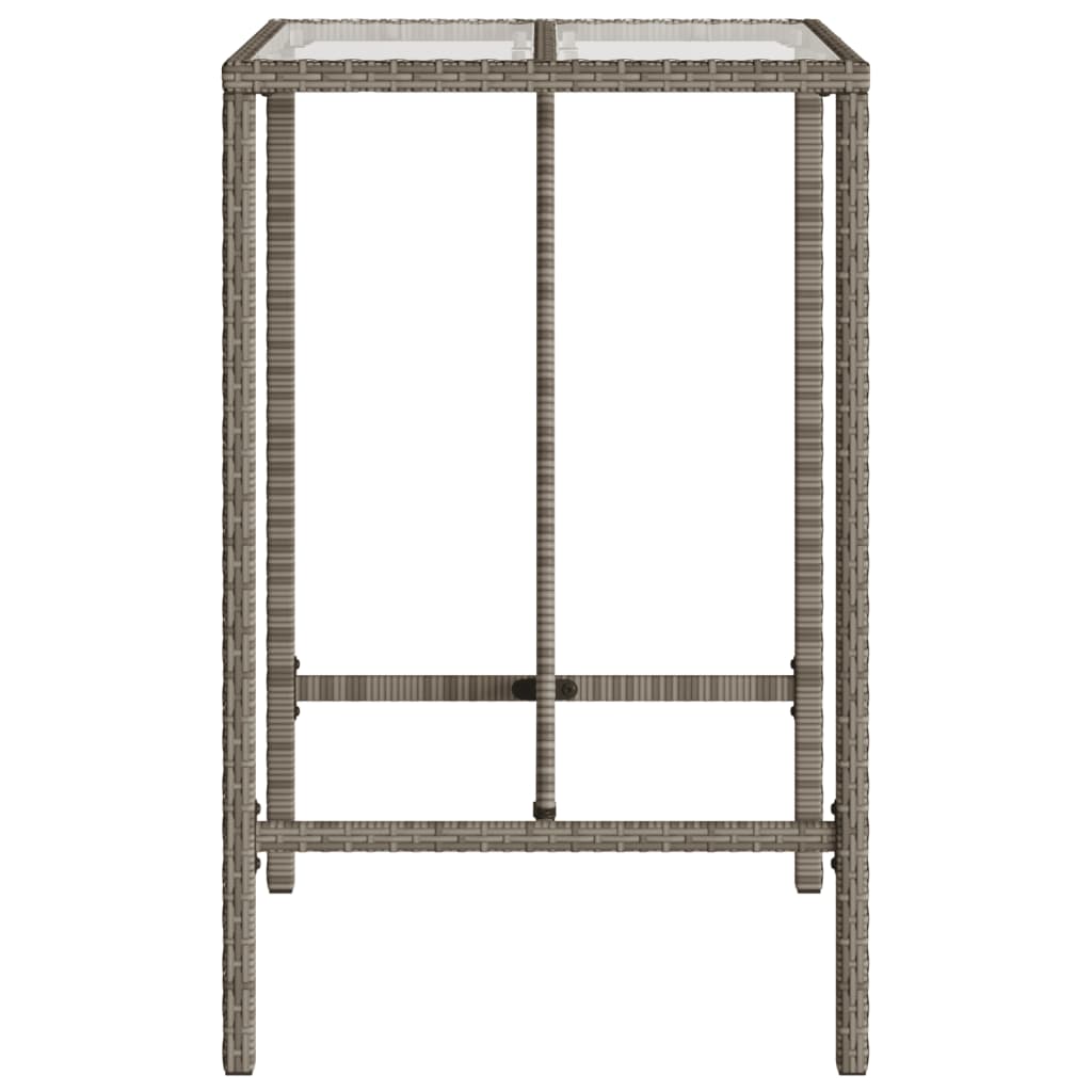 vidaXL Ogrodowy stolik barowy, szary, 70x70x110 cm, polirattan