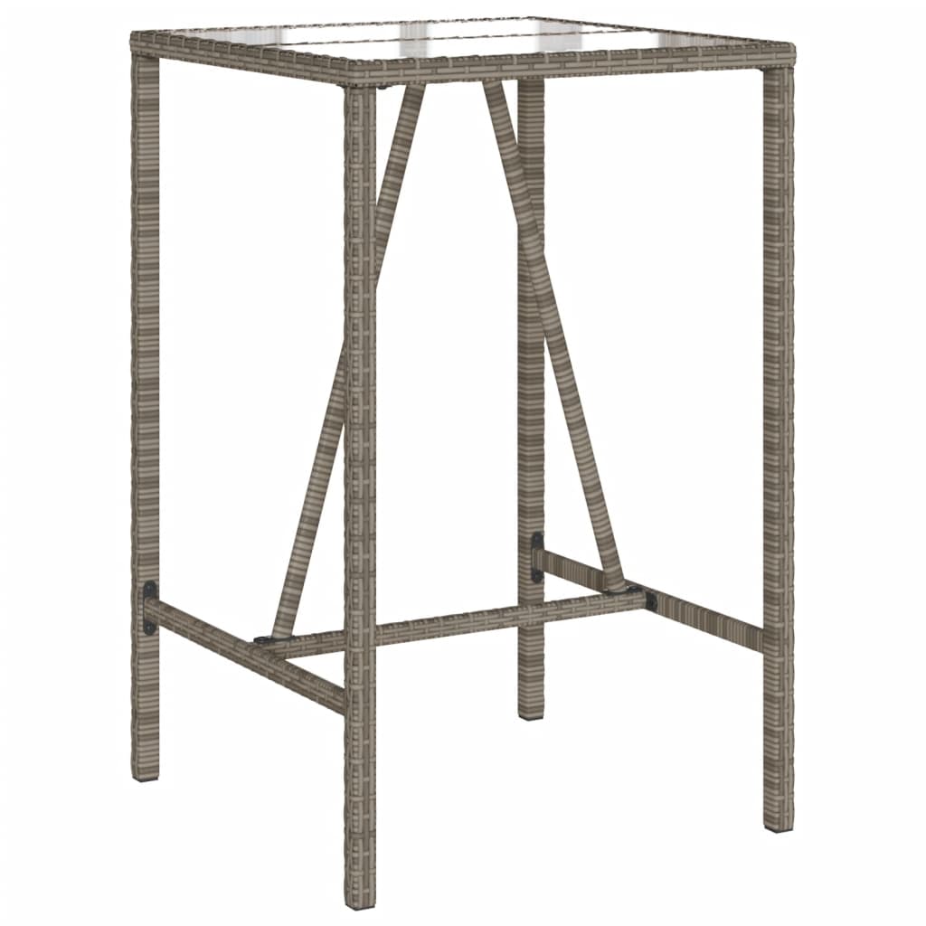 vidaXL Ogrodowy stolik barowy, szary, 70x70x110 cm, polirattan