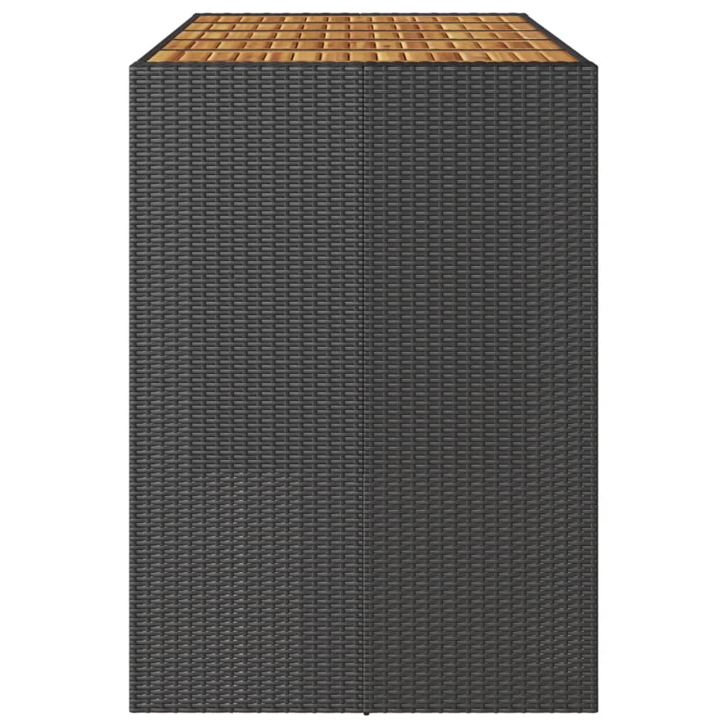 vidaXL Ogrodowy stół barowy z akacjowym blatem, czarny, 185x80x110 cm