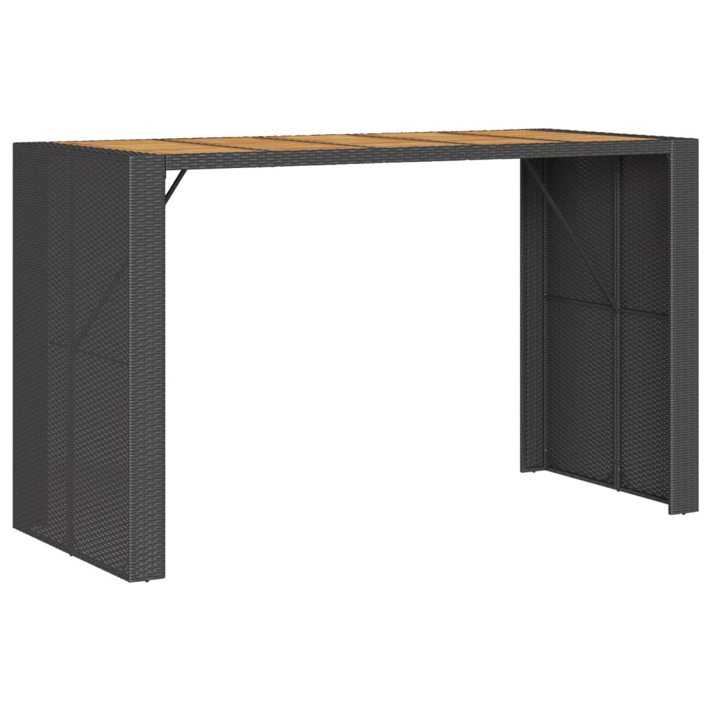 vidaXL Ogrodowy stół barowy z akacjowym blatem, czarny, 185x80x110 cm