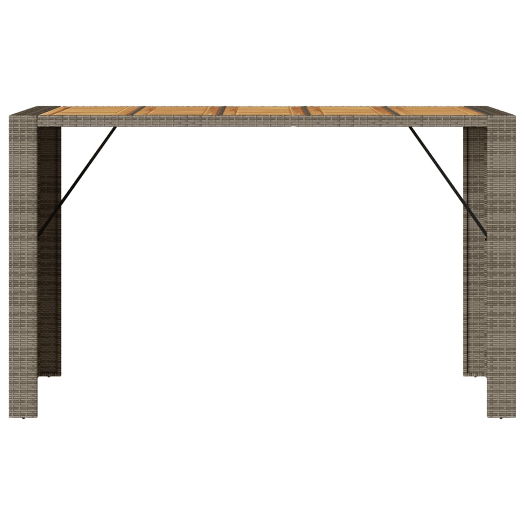 vidaXL Ogrodowy stół barowy z akacjowym blatem, szary, 185x80x110 cm