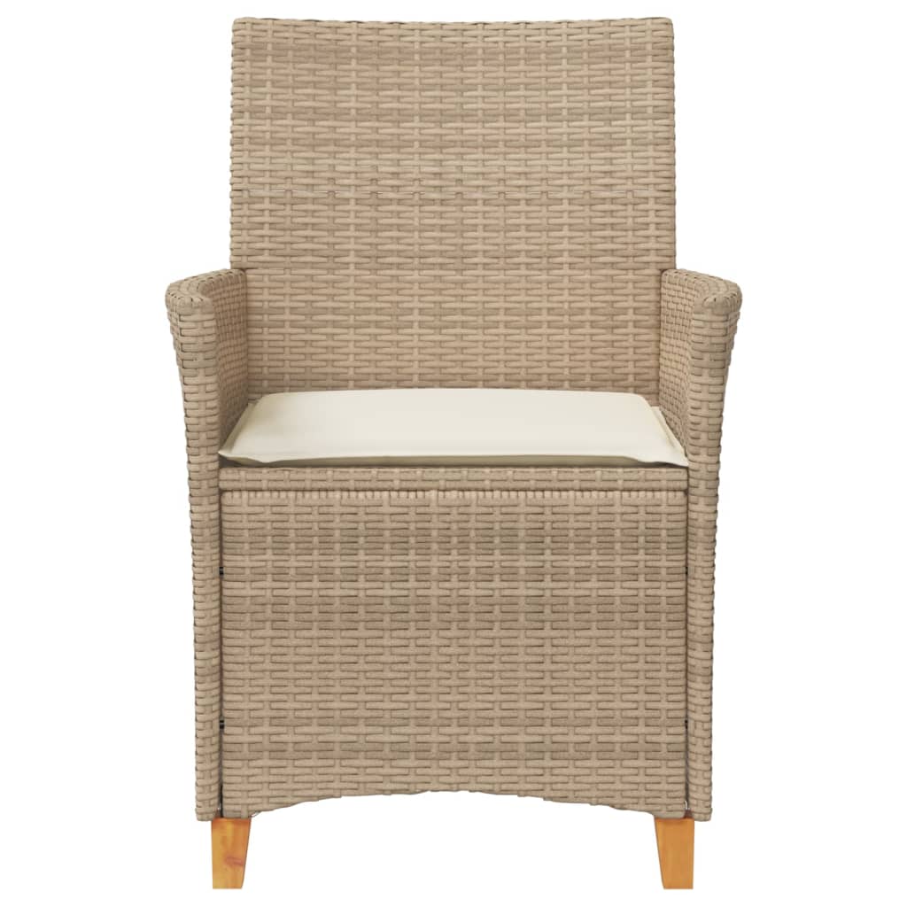 vidaXL Krzesła ogrodowe, poduszki, 2 szt., beżowe, polirattan i drewno