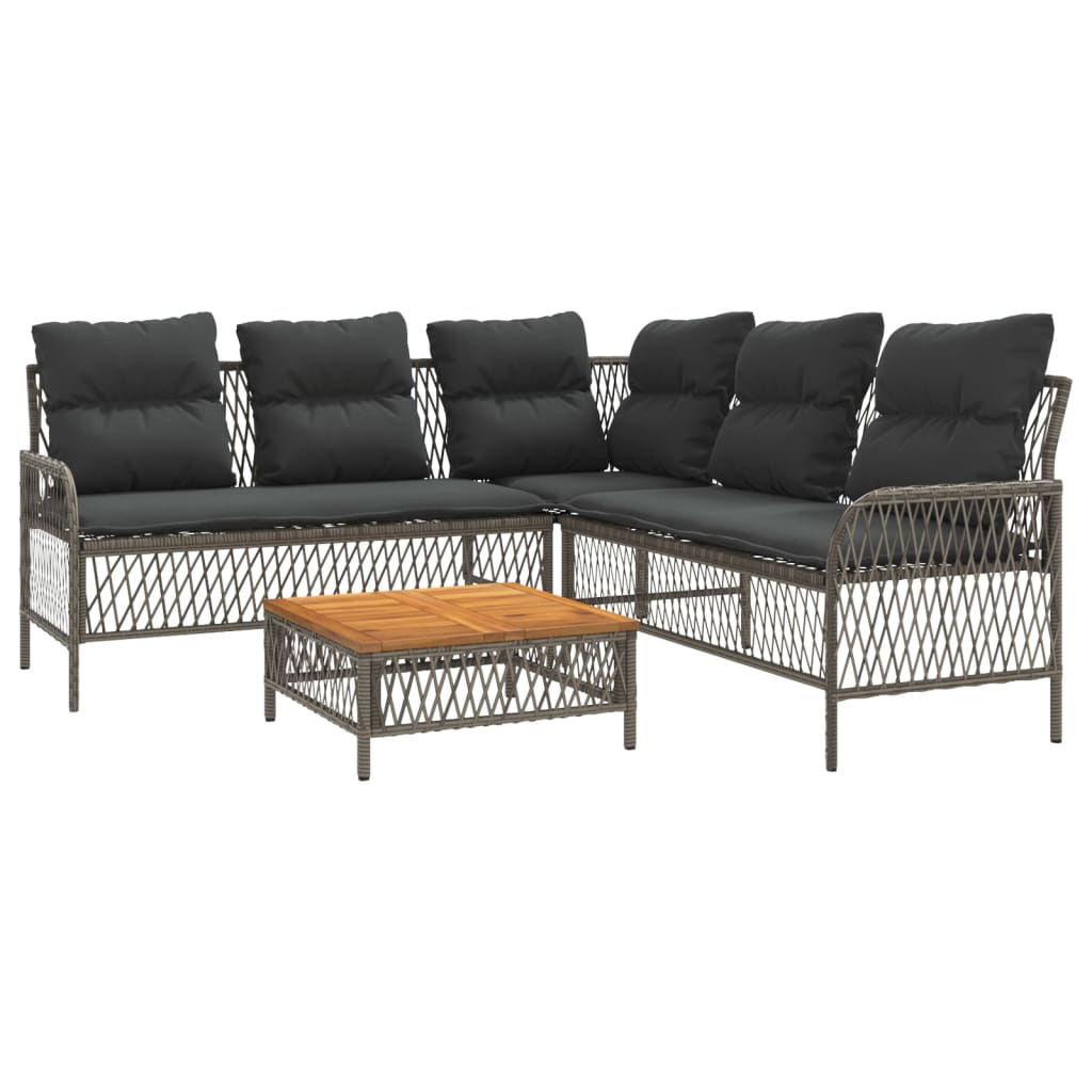 vidaXL 2-częściowa sofa ogrodowa z poduszkami, szara, polirattan