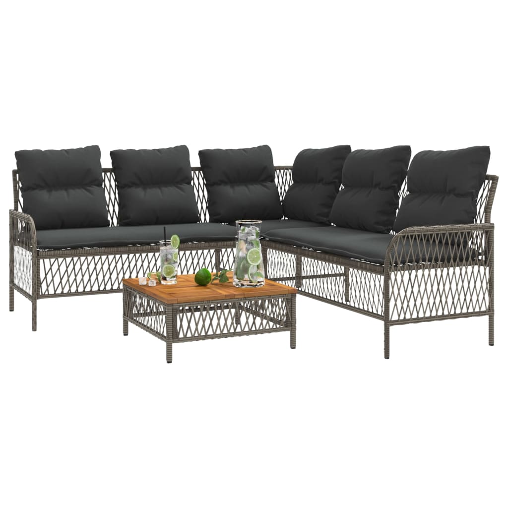 vidaXL 2-częściowa sofa ogrodowa z poduszkami, szara, polirattan