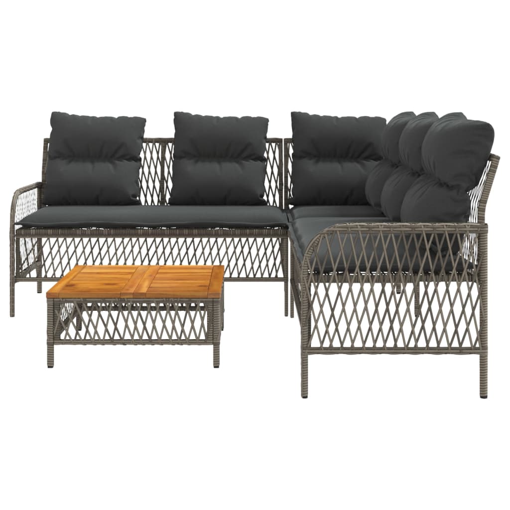 vidaXL 2-częściowa sofa ogrodowa z poduszkami, szara, polirattan