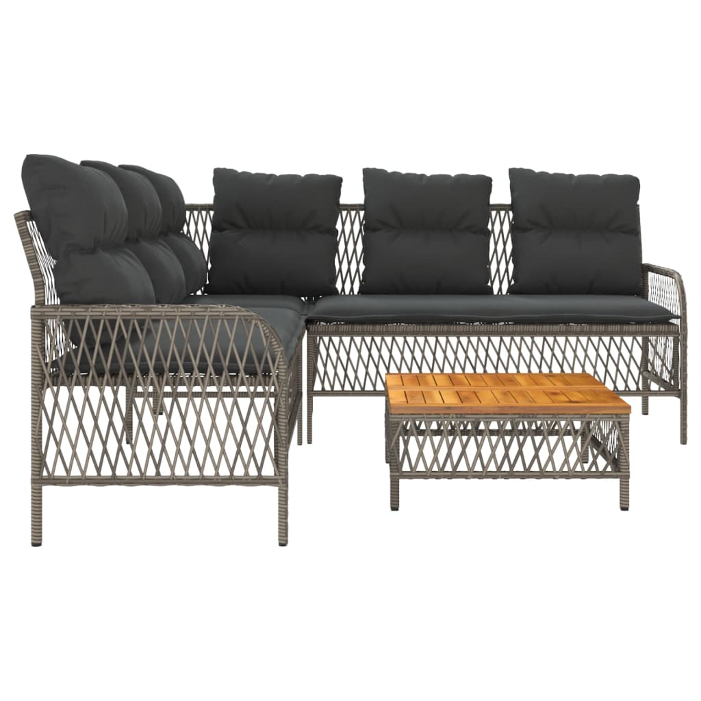 vidaXL 2-częściowa sofa ogrodowa z poduszkami, szara, polirattan