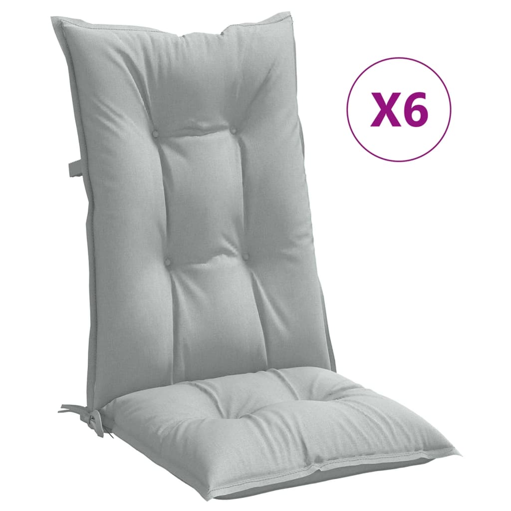 vidaXL Poduszki na krzesła z wysokim oparciem, 6 szt., jasnoszare