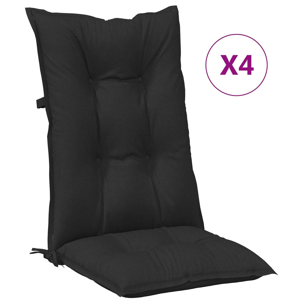 vidaXL Zestaw Poduszek na Krzesło z Oparciem 4 pcs Melanż Czarny