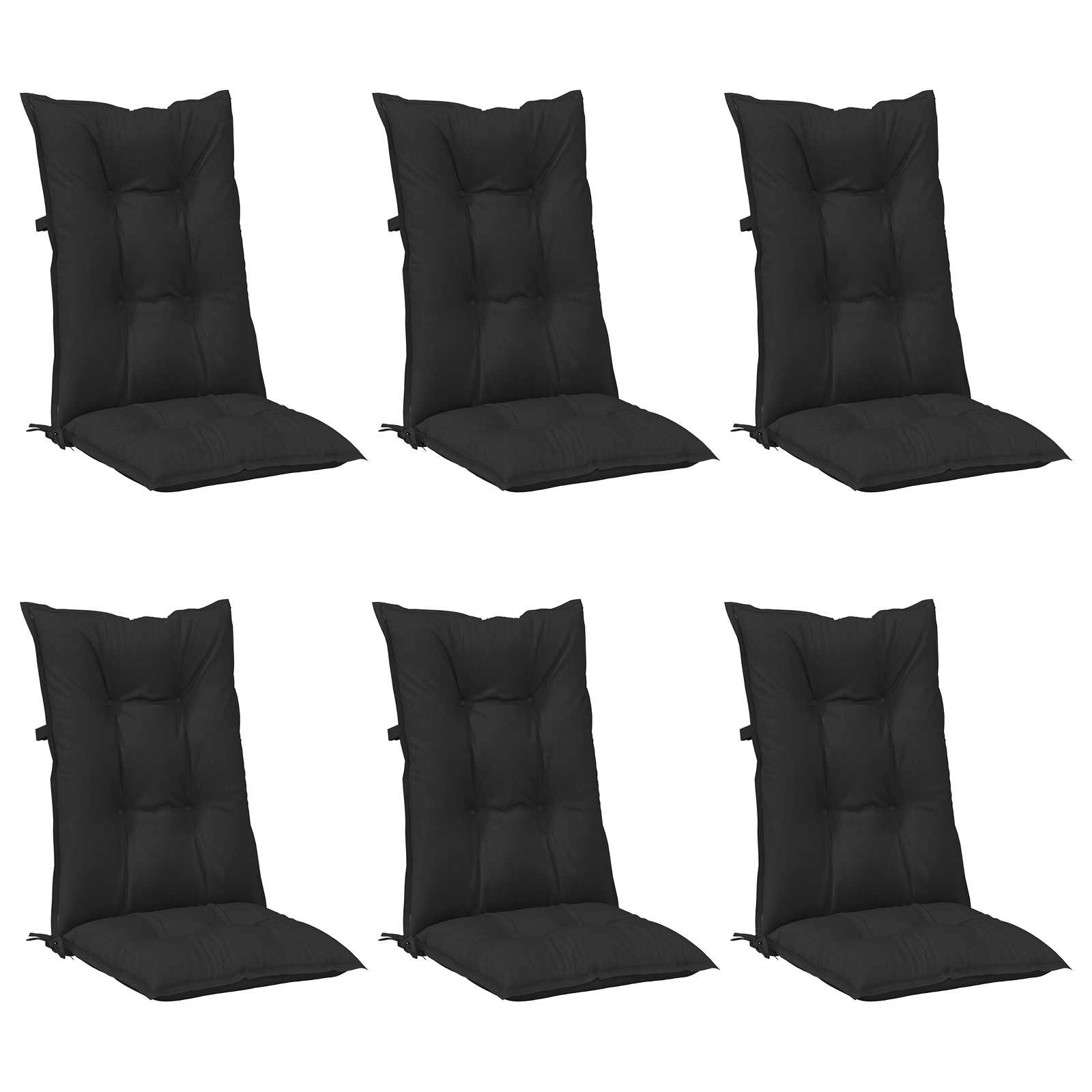 vidaXL Zestaw Poduszek na Krzesło z Oparciem 6 pcs Melanż Czarny