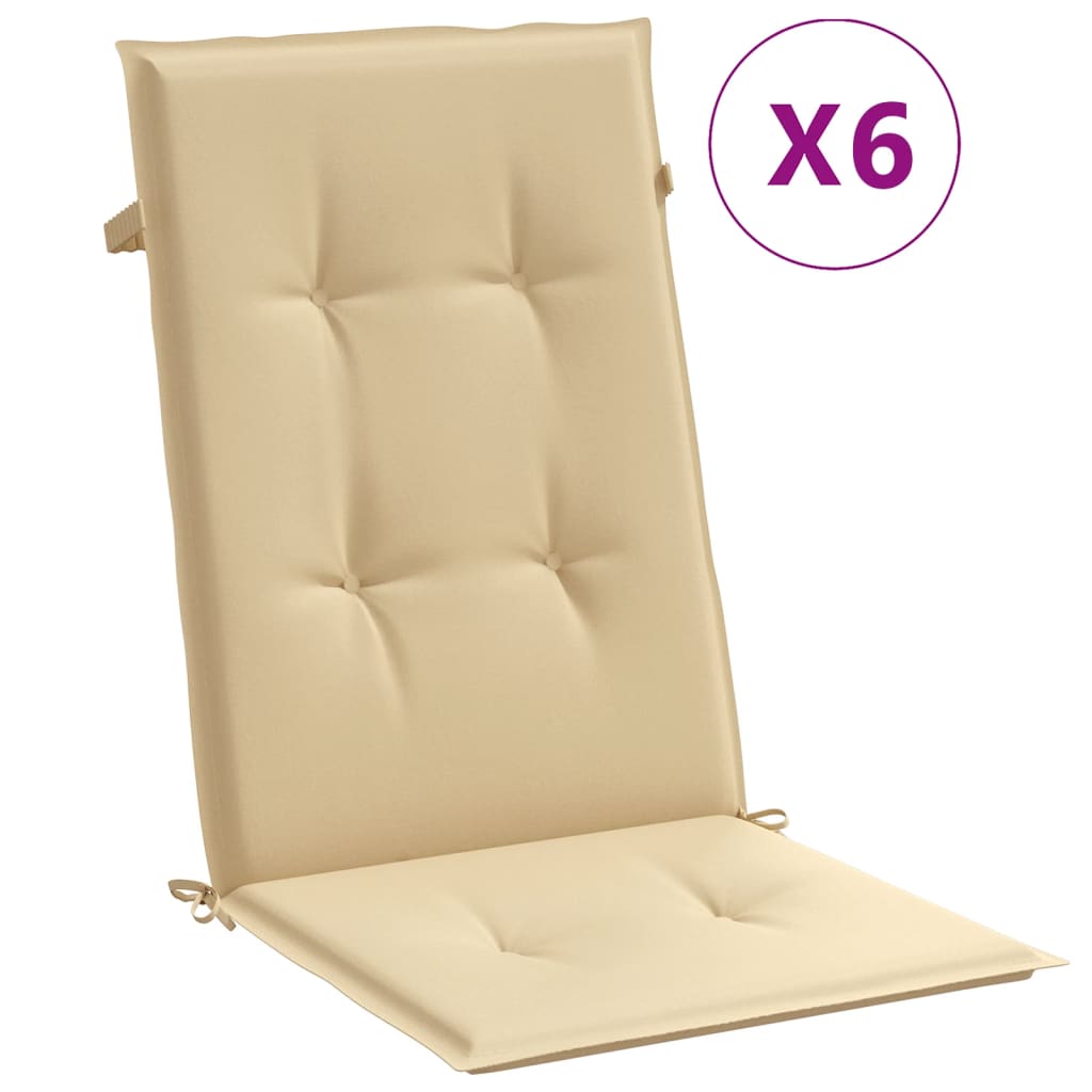 vidaXL Poduszki na krzesła z wysokim oparciem, 6 szt., beżowy melanż