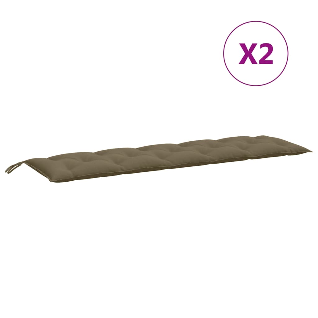 vidaXL Poduszki na ławkę ogrodową, 2 szt., melanż taupe, 180x50x7 cm