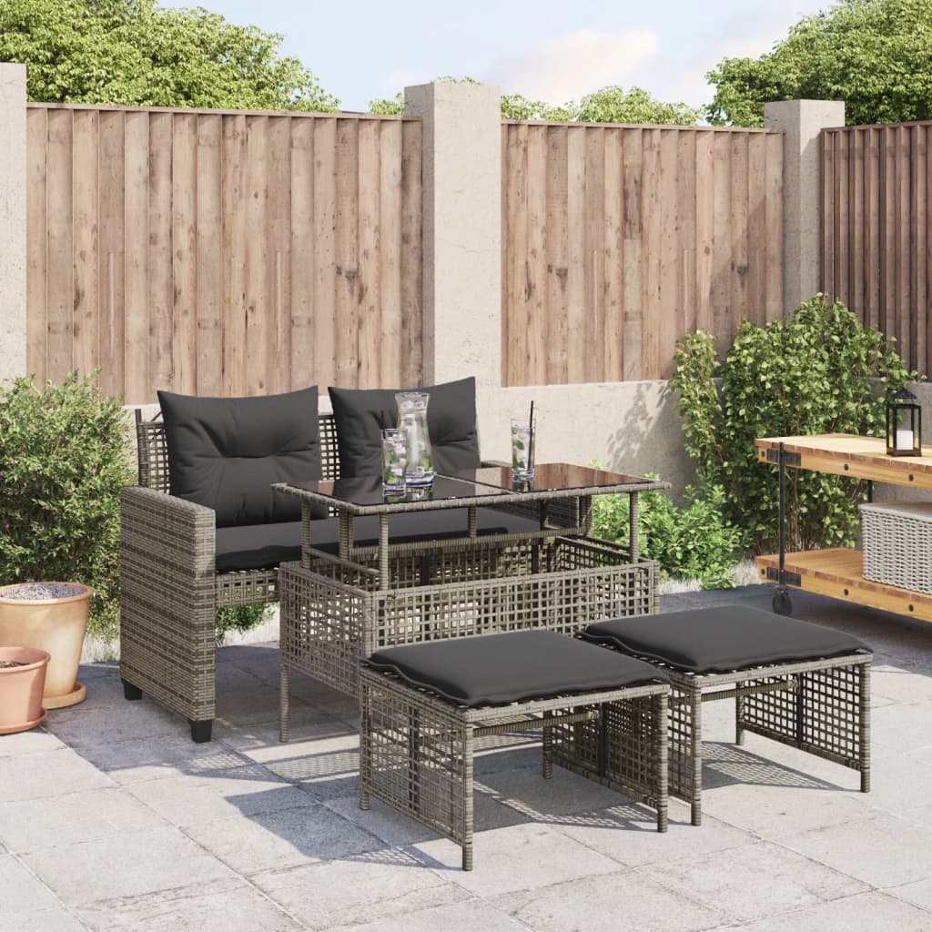vidaXL 4-cz. zestaw wypoczynkowy do ogrodu, z poduszkami, szary