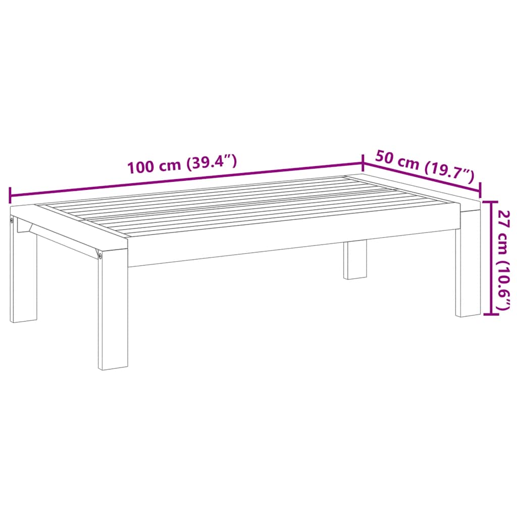 vidaXL Stolik ogrodowy, 100x50x27 cm, lite drewno akacjowe