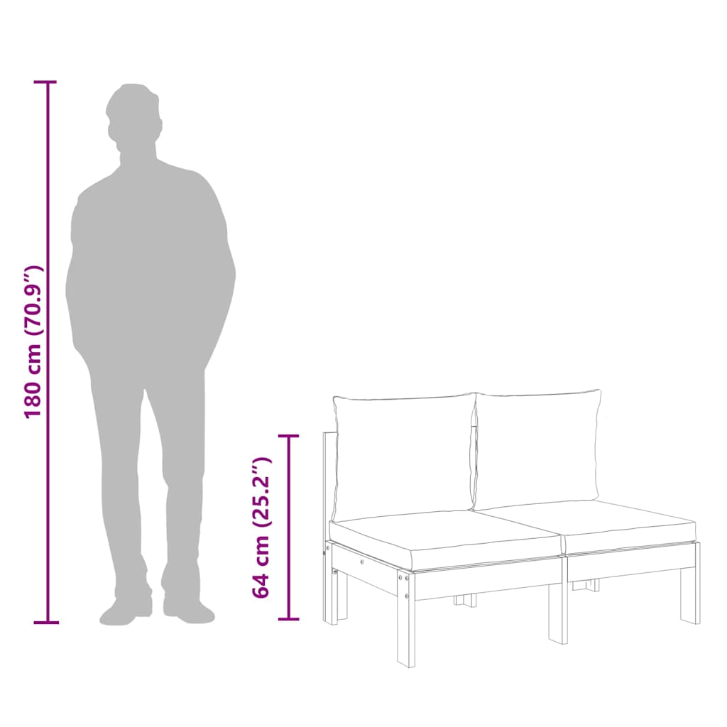 vidaXL Sofa ogrodowa bez podłokietników, z poduszkami, 2-osobowa