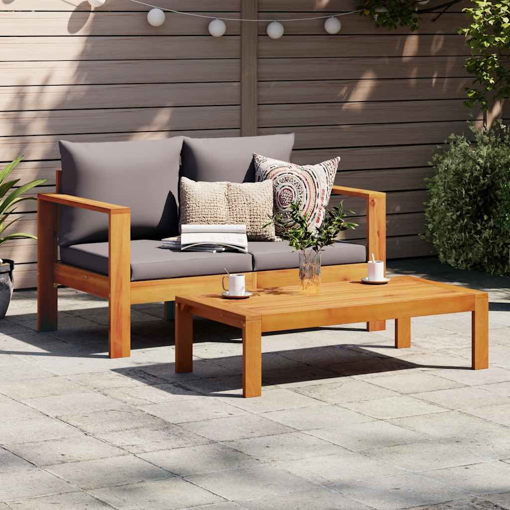 vidaXL Sofa ogrodowa z poduszkami, 2-osobowa, lite drewno akacjowe