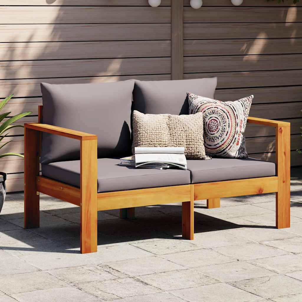 vidaXL Sofa ogrodowa z poduszkami, 2-osobowa, lite drewno akacjowe