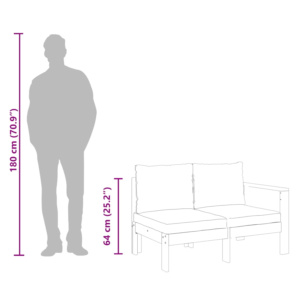 vidaXL Sofa ogrodowa z podłokietnikiem, 2-osobowa, drewno akacjowe