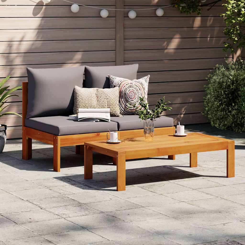 vidaXL Sofa ogrodowa bez podłokietników, z poduszkami, 2-osobowa