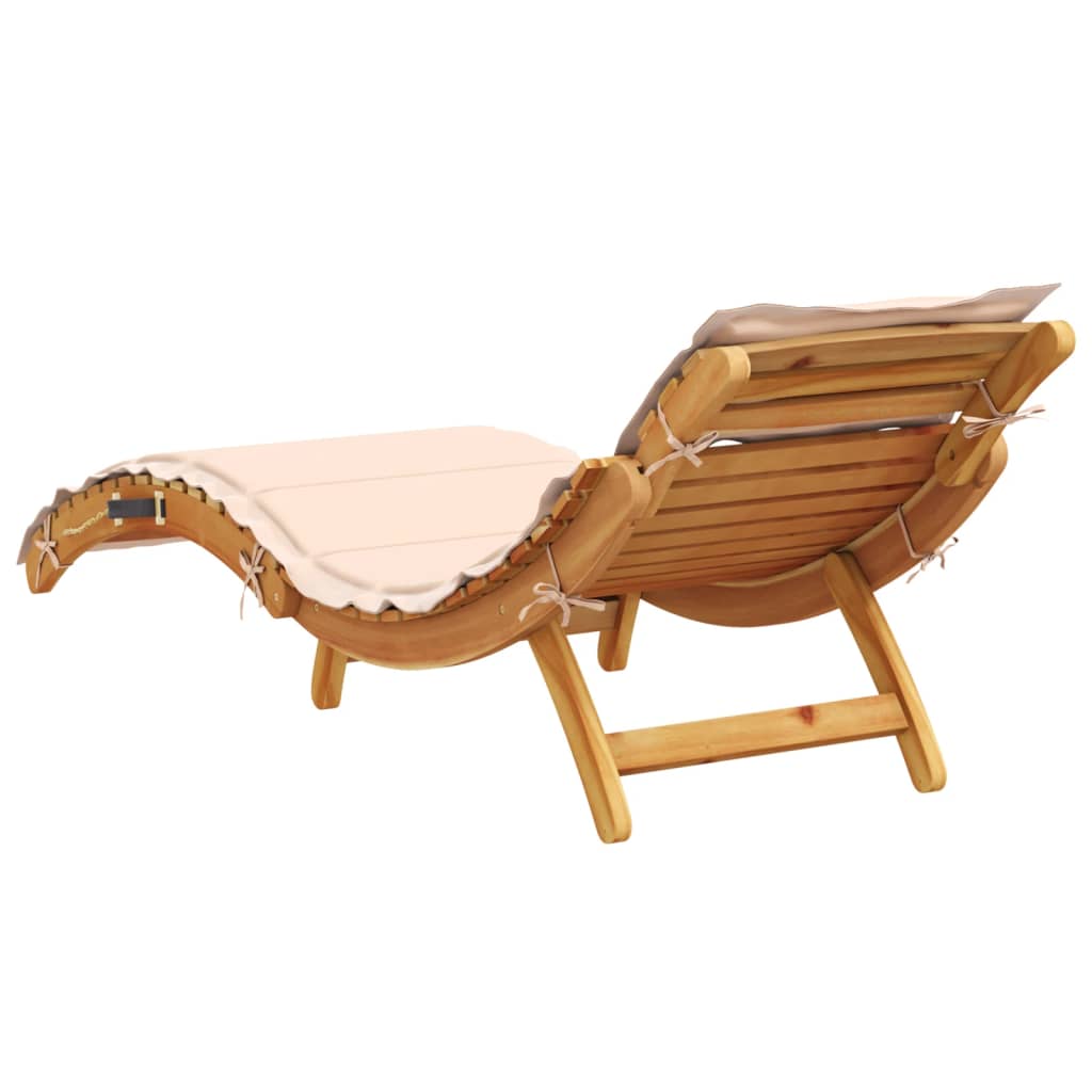 vidaXL | Leżak | z poduszką beżowy 55 x 184 x 64cm Lite Drewno Akacji