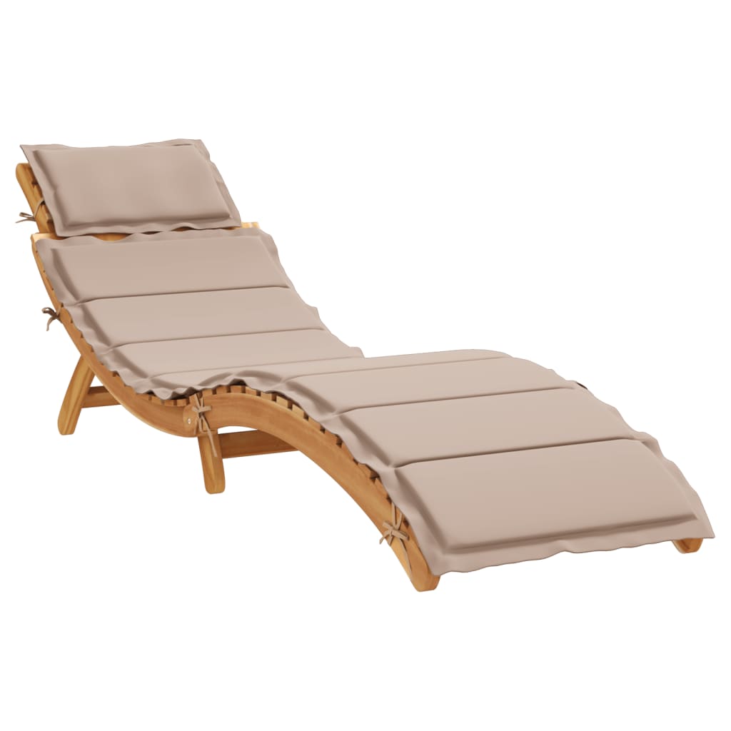 vidaXL | Leżak | z poduszką taupe 55 x 184 x 64cm Lite Drewno Akacji