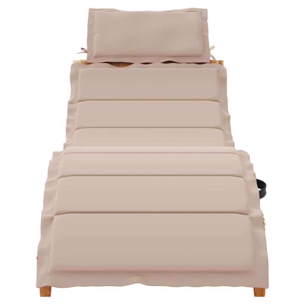 vidaXL | Leżak | z poduszką taupe 55 x 184 x 64cm Lite Drewno Akacji