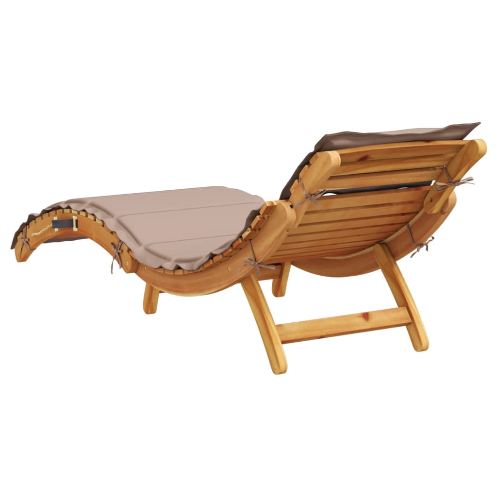 vidaXL | Leżak | z poduszką taupe 55 x 184 x 64cm Lite Drewno Akacji