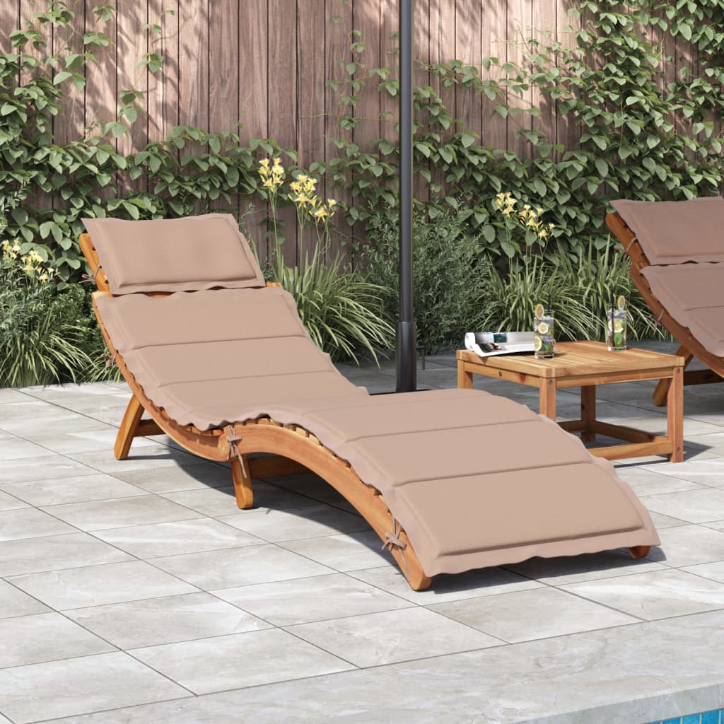 vidaXL | Leżak | z poduszką taupe 55 x 184 x 64cm Lite Drewno Akacji