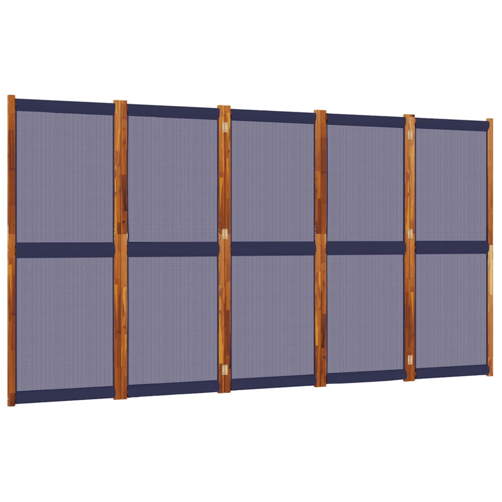 vidaXL Parawan 5-panelowy, ciemnoniebieski, 350x180 cm