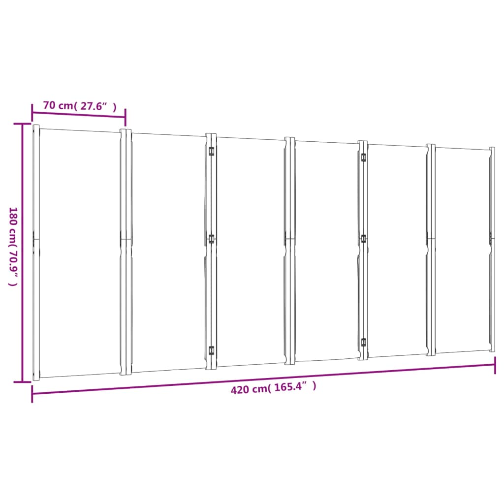 vidaXL Parawan 6-panelowy, taupe, 420x180 cm