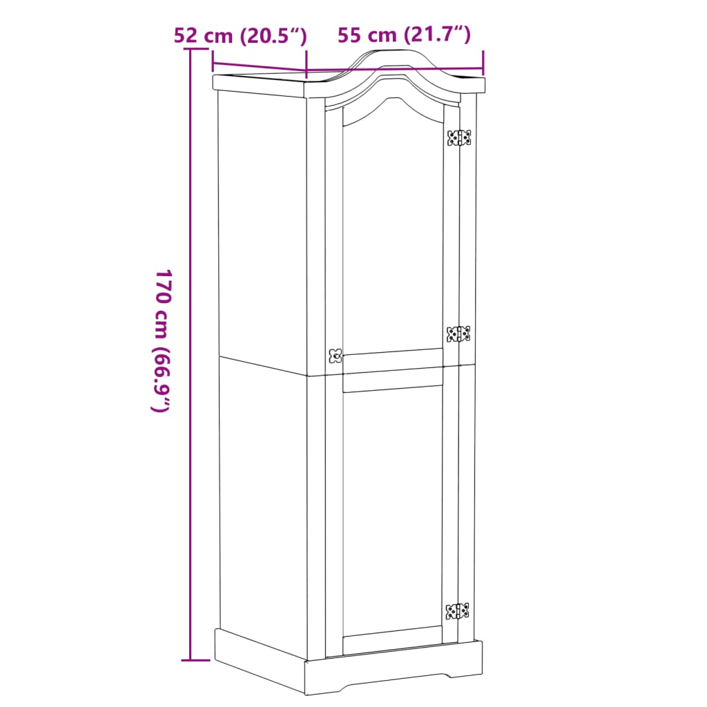 vidaXL Szafa Corona, 55x52x170 cm, lite drewno sosnowe