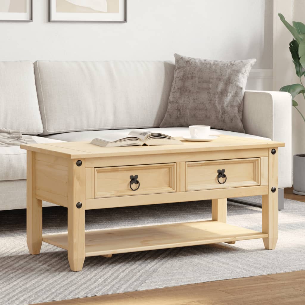 vidaXL Stolik kawowy z szufladami Corona, 100x48x45 cm, drewno sosnowe