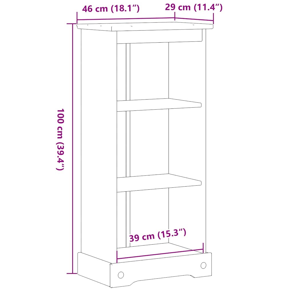 vidaXL Biblioteczka Corona, 46x29x100 cm, lite drewno sosnowe