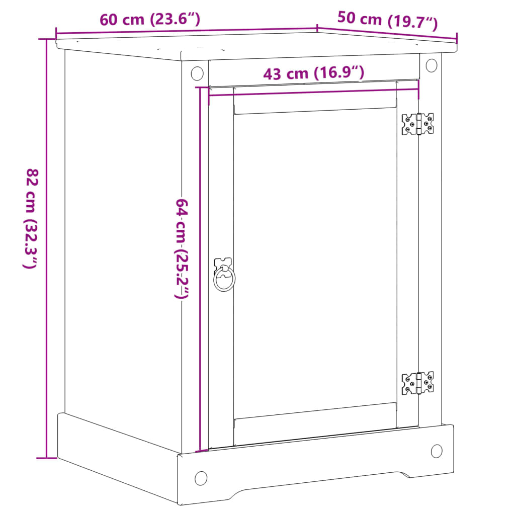vidaXL Szafka multimedialna Corona, 60x50x82 cm, lite drewno sosnowe