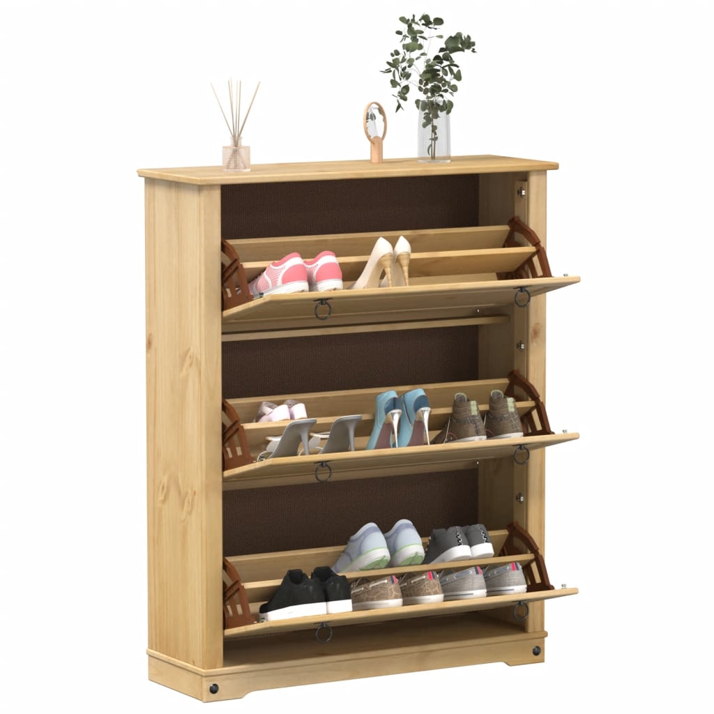 vidaXL Szafka na buty Corona, 99x32x124,5 cm, lite drewno sosnowe