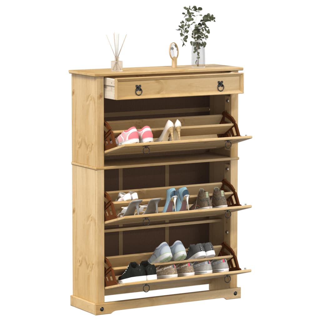 vidaXL Szafka na buty Corona, 99x32x138 cm, lite drewno sosnowe