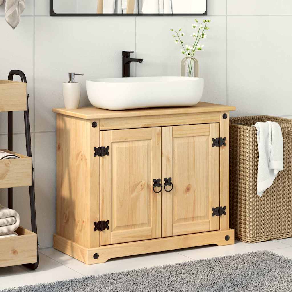 vidaXL Szafka pod umywalkę Corona, 73x33x60 cm, lite drewno sosnowe