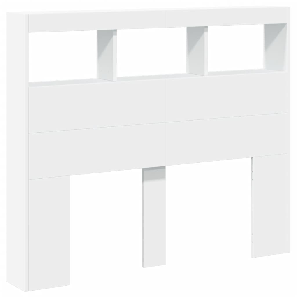 vidaXL Zagłówek z półkami i oświetleniem LED, biały, 120x17x102 cm