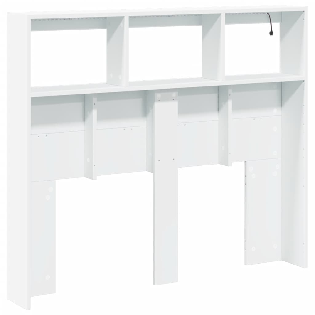 vidaXL Zagłówek z półkami i oświetleniem LED, biały, 120x17x102 cm