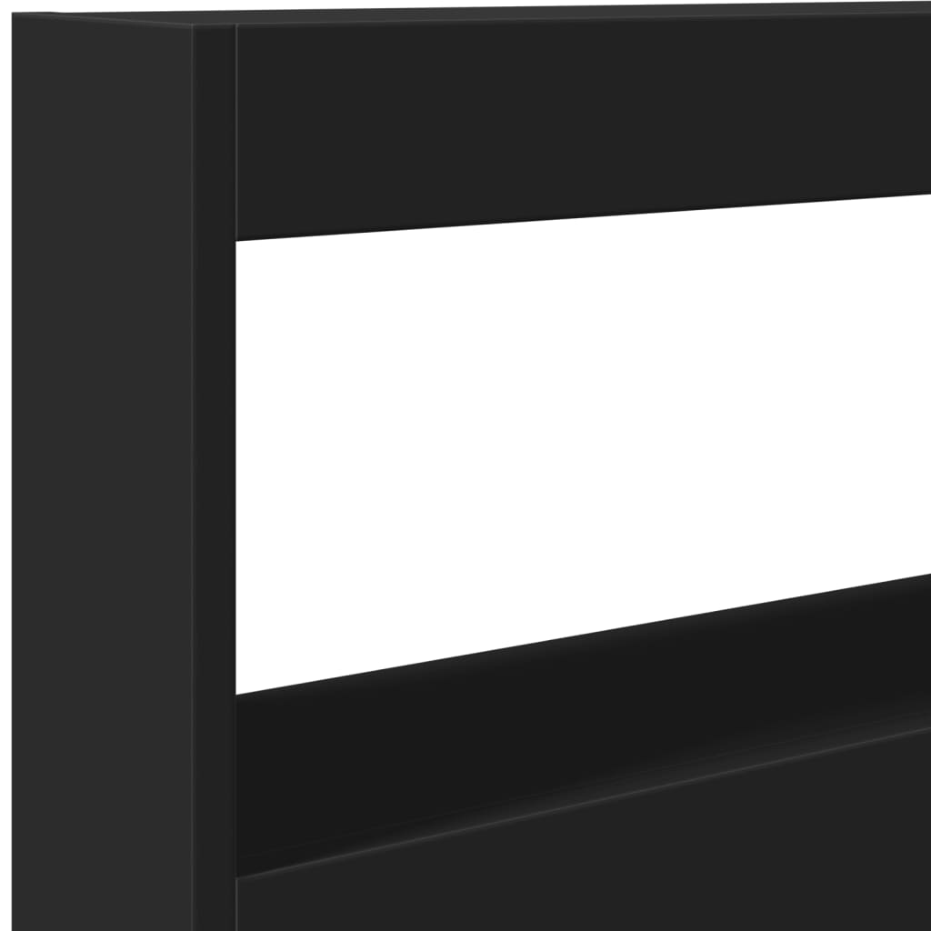vidaXL Zagłówek z półkami i oświetleniem LED, czarny, 120x17x102 cm