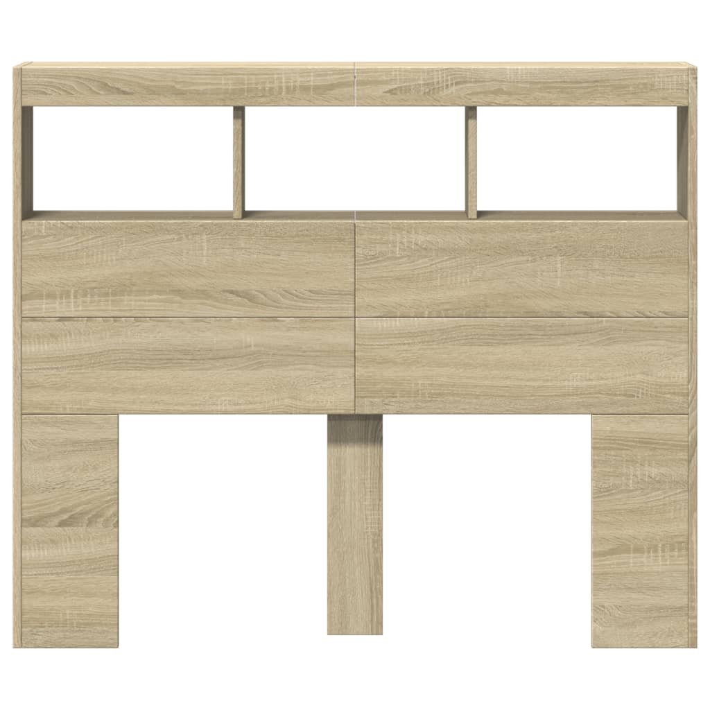 vidaXL Zagłówek z półkami i oświetleniem LED, dąb sonoma, 120x17x102cm