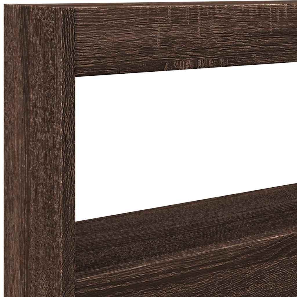 vidaXL Zagłówek z półkami i LED, brązowy dąb, 120x17x102 cm